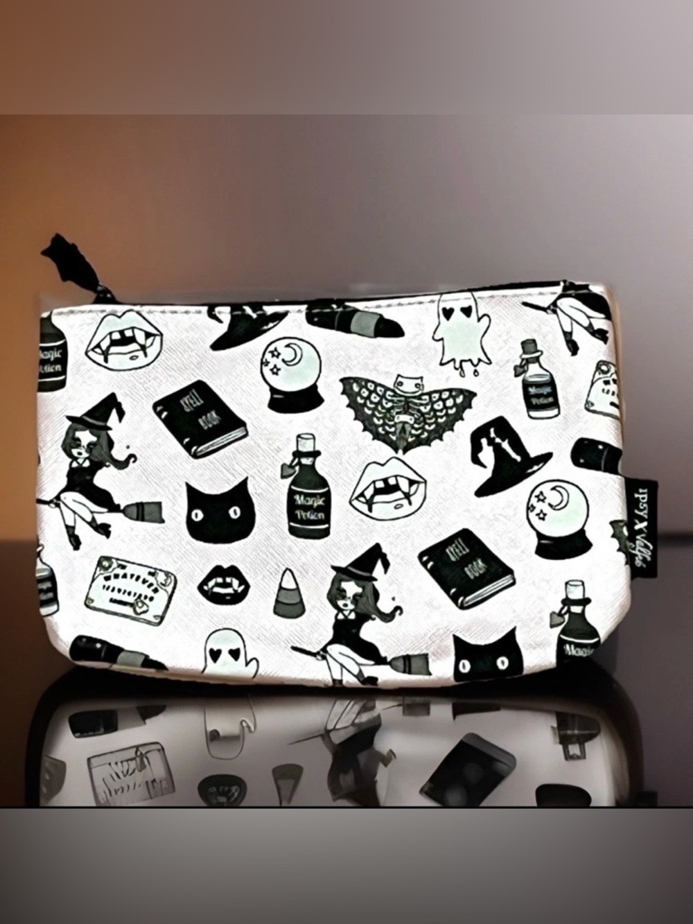 Ipsy X Valfie Halloween Cosmetic Bag Pink Black Whimsigoth Festive Spooky